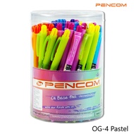 หัวปากกา 0.5 mm. ปากกาหมึกน้ำมันสีน้ำเงิน Pencom OG04 ด้ามสีหวาน ปากกาหมึกน้ำมันแบบกด แบบยกกล่อง และ