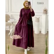 pakaian wanita midi dress jumbo bahan katun twill muslim terbaru 2025 dres kekinia korean style g
