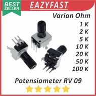 Potensiometer RV09 B 1K 2K 5K 10K 20K 50K 100K 1 2 5 10 20 50 100 K Ohm Pot Potensio Potentio Meter