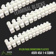 Wire Connector 45A 1-4 Sqmm 20-14AWG Terminal Block Nylon Panel Cut All Joints Strong Flexible