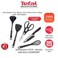 Tefal Kitchenware 5 Pcs Set (Chef Knife 15cm + Kitchen Shears 21cm + Ladle Spatula + Wok Spatula + B