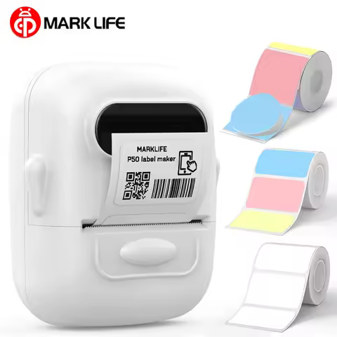 Marklife P50 Mini Thermal Label Printer Similar as B1 B21 Label Maker White Sticker Label Machine or