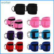 Wor* 1Pair Double D Rings Ankle Cuffs Gym Fitness Ankle Strap for Fitness Gym