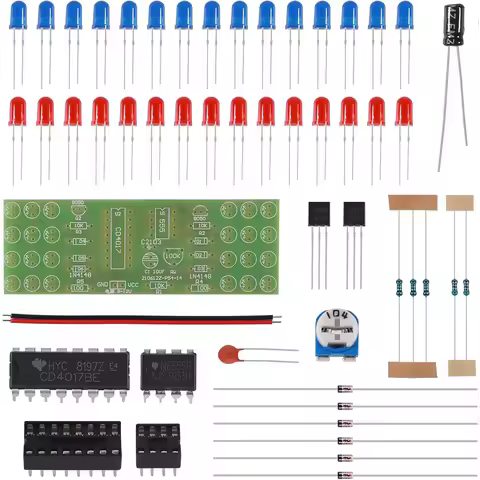 LED Flashing Lights Practice Board NE555 CD4017 IC Kits Red Blue Dual-Color DIY Kit Strobe Electroni