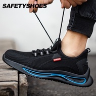 Ready Stock Safety Shoes Anti-smashing Anti-piercing Steel Toe Shoes Flying Knit Work Shoes Protective Safety Shoes Work Shoes Anti-slip Steel Toe-toe Work Shoes Protective Work Sh