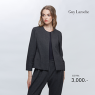 Guy Laroche womans Jacket Light Jacket Jacquard black Stripe แจ็คเก็ตผู้หญิง คอกลม แขนสามส่วน สีดำ G
