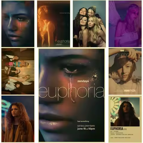 Euphoria TV Show Poster Retro Kraft Paper Prints Picture Zendaya Vintage Home Room Bar Cafe Art Wall