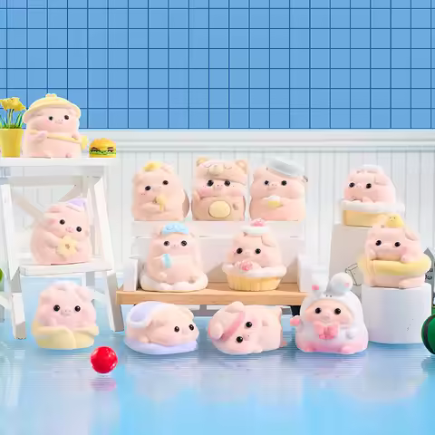 Cute Pet Dudu Pig Daily Flocking Blind Box cartoon Trendy Toys Desktop Decor Girl Surprise Mystery B