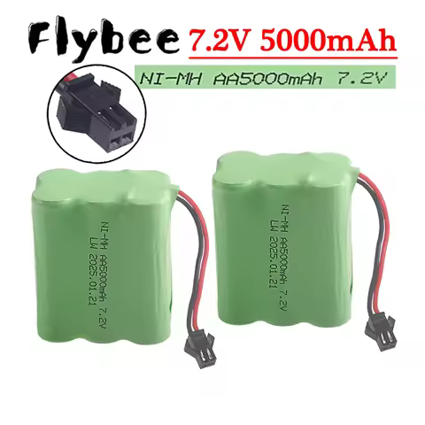 (SM-2P Plug) 7.2V 5000mah NiMH Battery For Rc toys Car Boat Tanks Trains Robot Parts Ni-MH AA 7.2v R