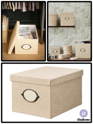 IKEA-KVARNVIK Storage box with lid, beige, 25x35x20 cm