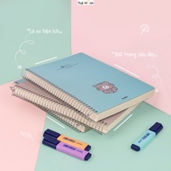 Sổ A4 Klong MS 591 300 trang caro 6x6 mm lò xo đơn  tập vở bìa Doodle dễ thương