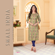 {**ส่งฟรี**} SMALL INDIA 🌸 Rayon Straight Printed Kurti เฉพาะเสื้อ 🌸 Kurti ’Top’ Only SI