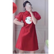 Big Size Women's Dress 50-95kg 5D Embroidered Silk Cross Welded Design CNY, Party