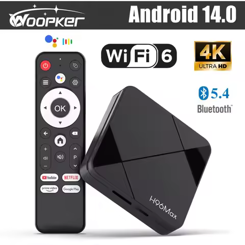 Woopker Android 14 TV BOX H96 MAX RK3518 2GB 8GB 16GB Support 4K Ultra HD 3D Wifi6 BT5.4 Verbal Cont