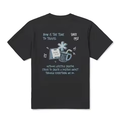 Asian size Summer New Snow Peak Summer New Print Outdoor Camping Leisure Short-sleeved T-shirt Pure 
