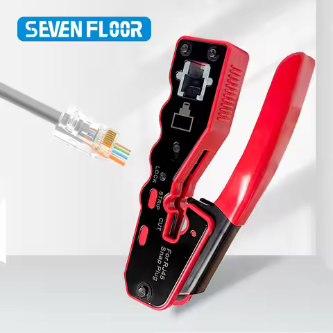 RJ45 Crimp Tool Pass Through Crimper Cutter for Cat6a Cat6 Cat5 8P8C Modular Connector Ethernet All-