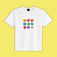 Q版 骷髏頭 可愛 彩色 衣服 白T T恤 童裝 短袖 純棉 吸濕排汗 涼