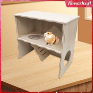 [Flowerhxy1] Hamster Hideout Cage, Pets Wooden Hamster House with Ladder, Small Animal House Habitat