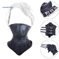 Faux Leather Hood Mask Neck Collar Restraints Harness Bondage Role Play Sex Toy