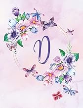 2022-2024 (3 Year) Monthly Calendar Planner – Letter D – Pink, Purple & Blue Butterfly Floral Waterc