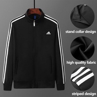Jaket Lelaki Windproof Black  Lelaki Jaket Adidas Men  Adidas Jacket Slim Fit Sweater Men  Solid Color Sweater S-2XL