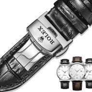 20mm 21mm 22mm Genuine Leather Strap for Rolex Day-Date Series Watch Band Green Water Ghost Watch Br