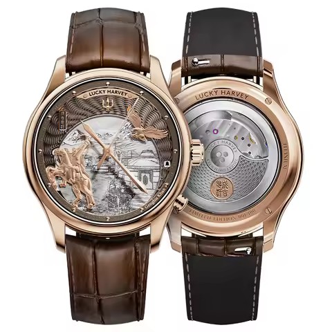 Lucky Harvey Chiming Watches 3D Genghis Khan Guilloché Relief Dial Limited Automatic Movement Mechan