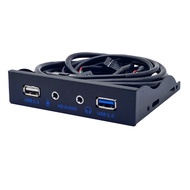 2 Port USB 3.0 Hub W/ HD Audio 3.5mm Earphone Jack Mic Interface Front Panel for PC 20 Pin 3.5In Flo