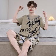 Summer Teen Pajamas Men's Cotton Short Sleeve Cartoon Big Boy16Junior High School Student Shorts Hom