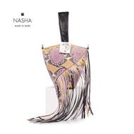 [ NASHA ] Mini Wasser Fringe | Pink Lemonade กระเป๋าทรงตะกร้าหนังงูพู่ยาว