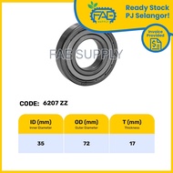 6207ZZ 6207RS 6207 Ball Bearing Deep Groove 35*72*17mm