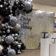 109pcs Black Silver Balloon Garland Arch Kit 4D Disco Helium Balloons for Bouquet Wedding Birthday D