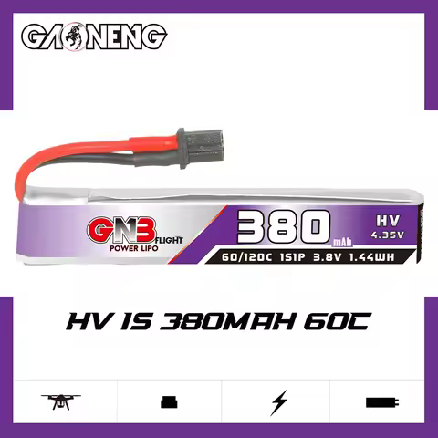 GAONENG GNB 380mAh 1S 3.8V Lipo Battery 60C A30 Cable For 65mm FPV Drone, BetaFPV Meteor65 Pro ELRS,