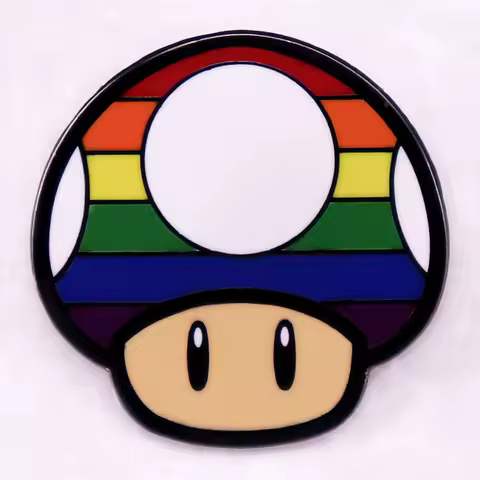 Cute Rainbow Mushroom hard enamel Pin Gay Pride Funny brooches LGBTQ+ game meme jewelry
