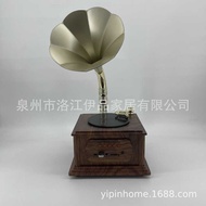 Old-fashioned Walnut Color Gramophone USB Record Player Classical Music Bluetooth Speaker Radio Gift