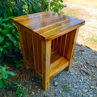 TB ชั้นวางของข้างเตียง ตู้ข้างเตียง ตู้หัวเตียงไม้สักแท้ 45*45 สูง 60 ซม. สีเคลือบใส