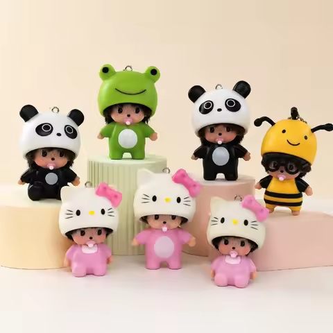 Monchhichi Keyrings Monchhichi Keychain Cute Keychain for Bags Charm Pendants Party Favors Desk Acce