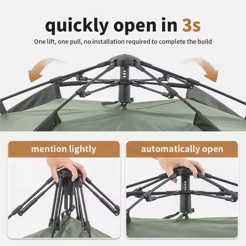 Naturehike Camping Automatic Tent One Touch Waterproof Roof Top Tents Double Door 3 Person Tent Outd