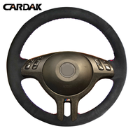 CARDAK Hand-Stitched Black Suede Car Steering Wheel Cover for BMW E46 325i X5 E53 E39 Car Accessories