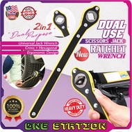 2in1 Scissor Jack Ratchet Wrench Universal Cross Hexagonal Dual Use Spanner Scissor Jack Spanar Jek Tukar Tayar Kereta