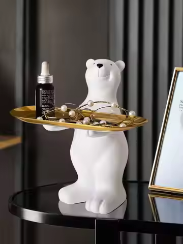 Miniso Polar Bear Candy Miscellaneous Storage Tray Cute Polar Bear Glasses Keychain Tray Home Deskto