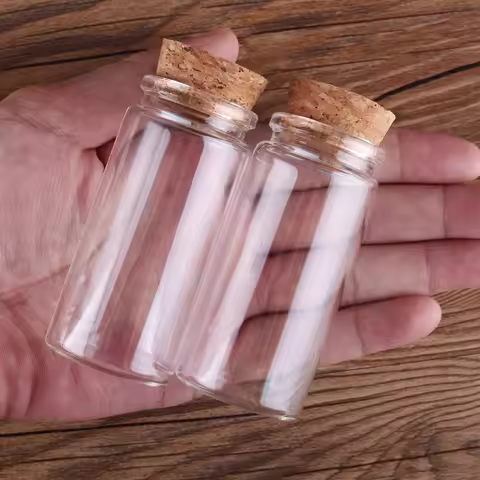 12/24 Pieces 20ml 30ml 40ml 50ml 60ml 70ml 90ml 120ml 150ml Glass Bottles with Cork Spice Candy Jars