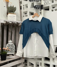 Bolero Rajut Rompi Rajut Milie Moon Knit Vest Crop Outer Atasan Wanita Rompi Korean Style