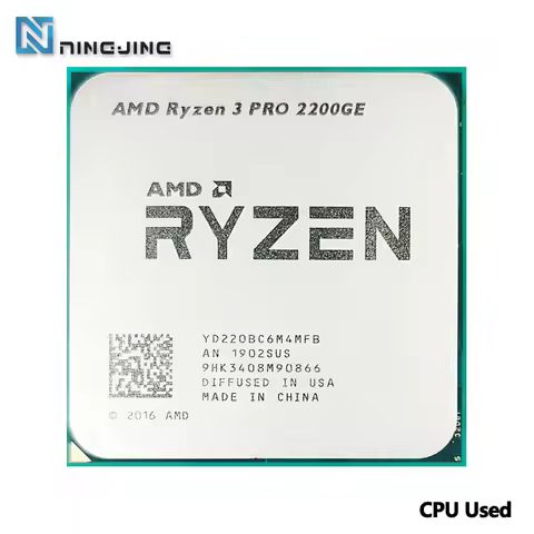 AMD Used Ryzen 3 PRO 2200GE R3 PRO 2200GE 3.2 GHz Quad-Core Quad-Thread CPU Processor 35W YD220BC6M4