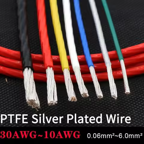 5M 10/11/13/14/18/20/22/24/26/28/30 AWG FEP Insulated PTFE Silver Plated Wire OFC Copper Cable HiFi 