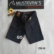 GoLaz MUSTEVANS CELANA HITAM PENDEK BIG SIZE JEANS CASUAL SLIMFIT Pria Laki-Laki Cowok Celana 3/4