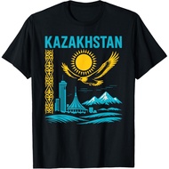 Men's cotton T-shirt Kazakhstan Travel Souvenir Almaty Astana Eagle Central Asia T-Shirt