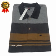 Baju pria dewasa kerah motif salur terbaru pakai kantong depan lengan pendek II baju kaos kerah salu