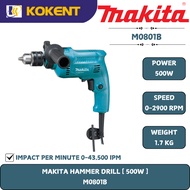 Makita Impact Drill, Drill Chuck 5/8′′, 500W, 3200rpm, 48000ipm, 1.7kg M0801B