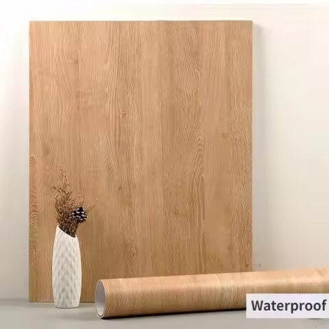 90CM Width Waterproof Self Adhesive Wood Grain Sticker Door Cabinet Desktop Modern Furniture Renovat